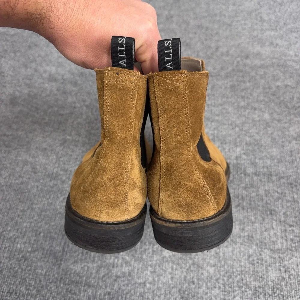 All Saints Harley Chelsea Slip On Suede Boots Men 13 (46 EU) Tan Brown Leather
